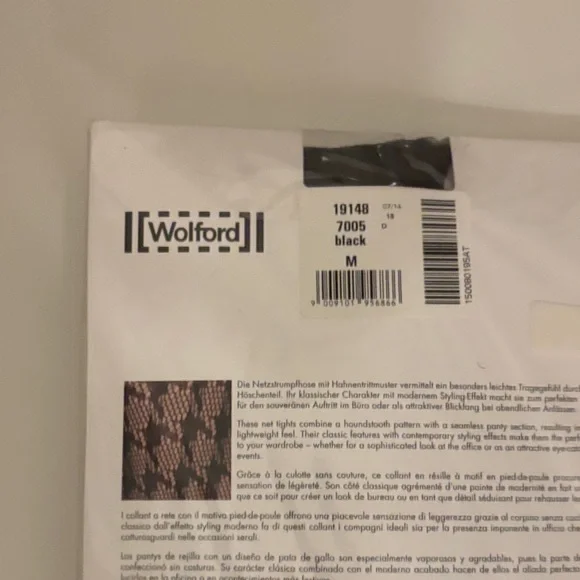 Wolford Black Pascale Sexy Tights New M